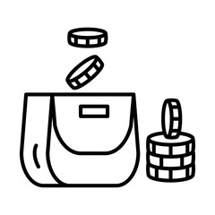 Poster - Purse and coins icon Black and white logo
