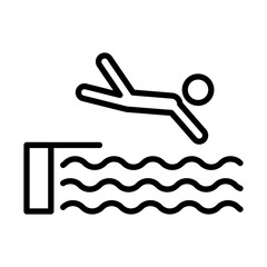 Poster - swimmer jumping icon Black and white logo