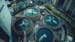 © Vader Stocker - Aerial View of Circular Water Treatment Plant in a City