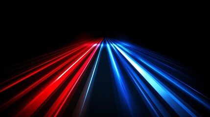 Wall Mural - Red and blue high-speed light trails in 3D, creating an abstract wallpaper or background with a modern tech theme