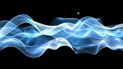 Poster - Waves of blue light undulate gracefully against a dark backdrop, creating a mesmerizing visual experience in motion