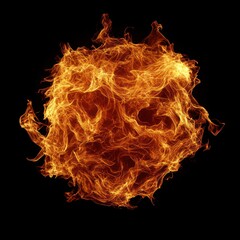 Poster - A dynamic fireball bursts with vivid flames swirling in a captivating pattern against a dark backdrop