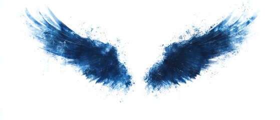 Poster - Artistic blue wings appear against a blank backdrop, inspiring thoughts of flight and creativity
