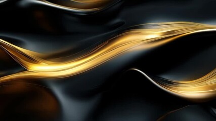 Poster - dynamic flow of golden waves on smooth fabric surface in motion