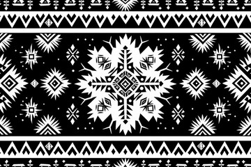 Poster - Black and white geometric snowflake pattern with tribal and Aztec influences.