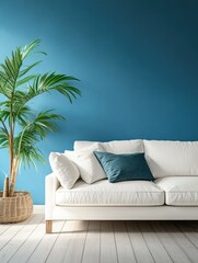 Wall Mural - Contemporary Living Room with Palm Tree Decor