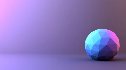 Poster - Low-poly sphere on purple background.