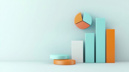 Poster - Minimalistic Geometric Shapes and Figures Arranged in Balanced Composition on Soft Pastel Colored Background