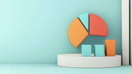 Poster - Vibrant Geometric Composition with Pastel Shapes and Textures