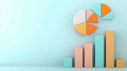 Poster - Geometric Abstract Shapes and Infographic Elements in Minimalist Pastel Color Design long title Geometric abstract shapes data visualization