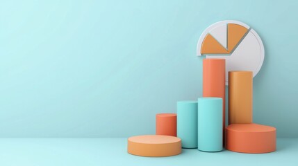 Poster - Geometric Pastel Shapes in Minimalist 3D Render Composition