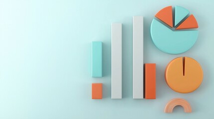 Poster - Minimalist Abstract Geometric Shapes Pastel Color Composition for Digital Concept Backdrop