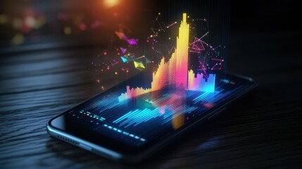 Poster - Colorful Futuristic Digital Wave Visualization on Mobile Smartphone Device