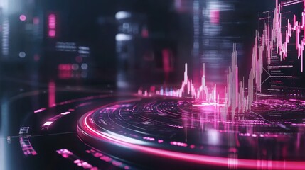 Poster - Futuristic Data Visualization of Financial Analytics and Market Trends