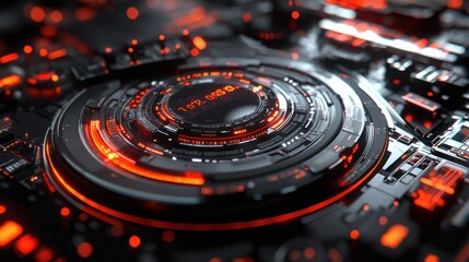 Poster - Glowing Futuristic Metallic Spheres in Vibrant Digital Background