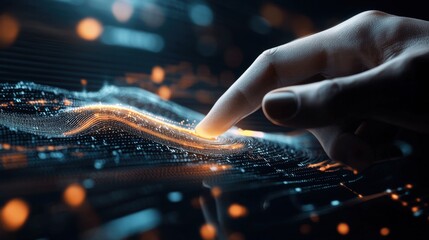 Poster - Futuristic Digital Data Visualization with Luminous Energy Flow