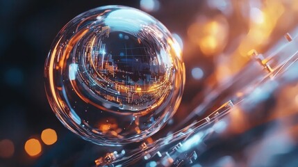 Poster - Mesmerizing Crystal Sphere Reflecting Vibrant Kaleidoscope of Lights and Colors