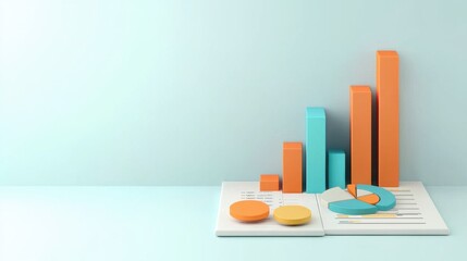 Poster - Colorful Bar Graph Showing Business Data and Financial Growth Trend