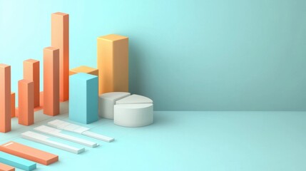 Poster - minimalistic geometric shapes arrangement in abstract studio setup