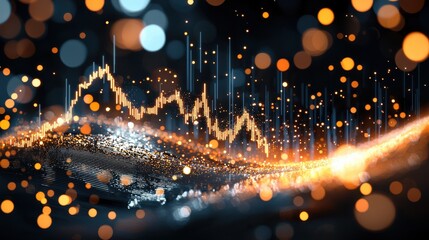 Poster - Mesmerizing Cascade of Luminous Fairy Lights Illuminating a Captivating Nighttime Landscape