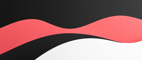 Wall Mural - a contemporary abstract background with a modern, curved banner in black and red