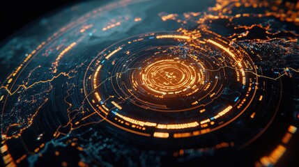 Poster - Mesmerizing Cosmic Vortex   Futuristic Digital Sphere in Glowing Neon Lights