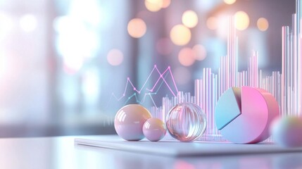 Poster - Colorful Financial Data Visualization and Infographic Concept with Abstract Graphs and Charts