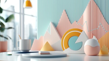 Poster - Pastel Geometric Shapes and Patterns for Modern Interior