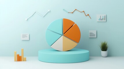 Poster - Colorful Business Analytics Infographic with Pie Chart and Data Visualization Elements