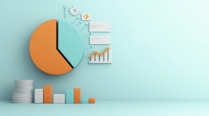 Poster - colorful data dashboard with pie chart and graphs showcasing business analytics and corporate perfor