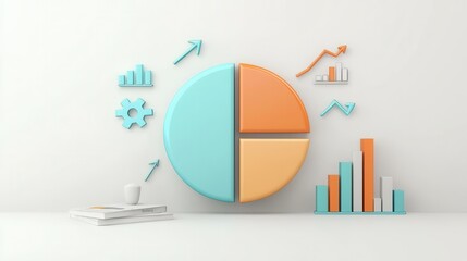 Poster - Digital Business Analytics and Data Visualization Infographic with Colorful Charts and Graphs