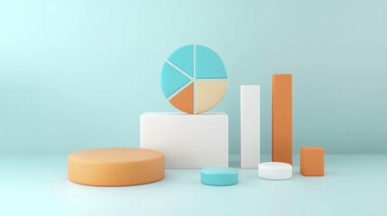 Poster - Minimalist Abstract Geometric Shapes Composition in Pastel Colors