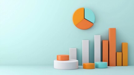 Poster - Stylized Abstract Business Data Visualization Infographic with Geometric Shapes