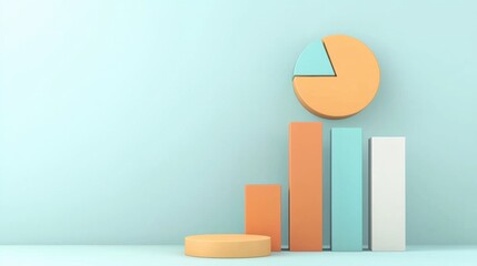 Poster - Colorful 3D Infographic Visualization of Business Statistics and Data Analysis