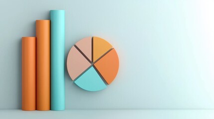 Poster - Minimalist Geometric Shapes and Patterns in Pastel Color Palette on Light Background