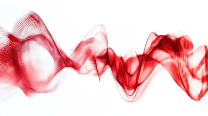 Poster - Flowing Red and Pink Abstract Waves on White Background