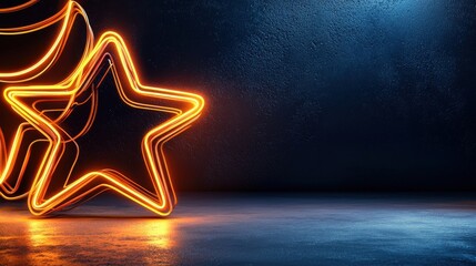 Poster - Mesmerizing Neon Star Lighting in Futuristic Abstract Night Scene
