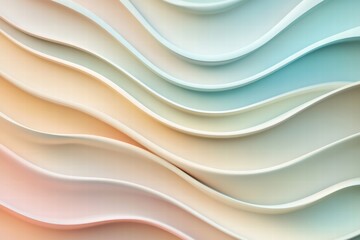 Poster - wavy lines create a soothing abstract background in soft pastel colors with smooth gradients
