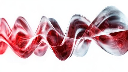 Poster - vibrant abstract red and white fluid waves and curving liquid shapes in motion