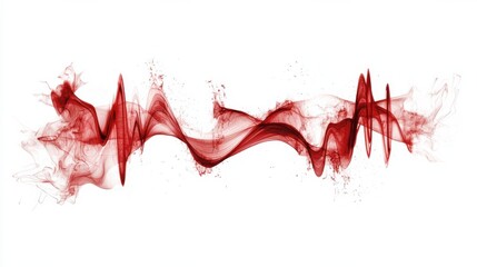 Poster - Vibrant Red Abstract Wave Motion Digital