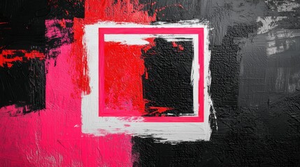 Poster - Striking Geometric Abstract Acrylic Painting with Bold Contrasting Colors