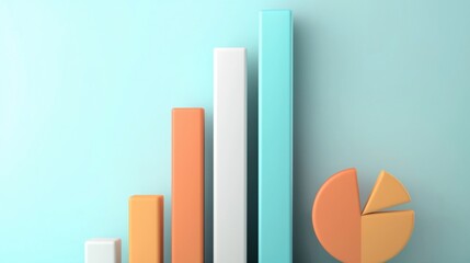 Poster - Minimalist 3D Geometric Shapes Composition with Colorful Blocks and Cubes in Modern Digital Art Style