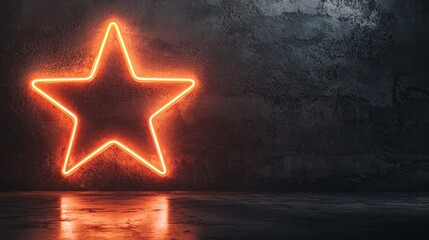 Poster - Glowing neon star shaped sign illuminating the dark night creating a vibrant and captivating abstract design