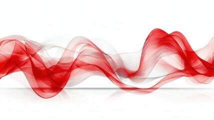 Poster - Elegant Abstract Red Fluid Waves Flowing Dynamic Motion Digital Art