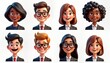 © Vadym - Cartoon business people set with various expressions. Diverse characters in formal wear. Smiling, happy faces. Good for social media avatars character design. Colorful, playful design. Modern