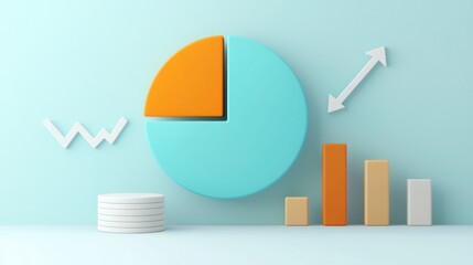 Poster - Minimalist Geometric Abstract Shapes 3D Rendering for Infographic Data Visualization Concept