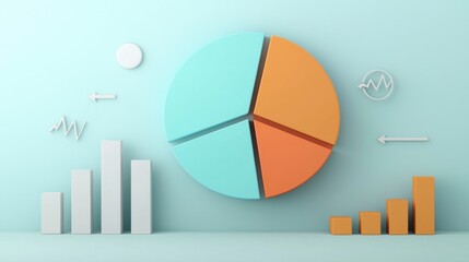 Poster - Colorful financial data visualization with pie chart and bar graph showing business analytics and growth trends