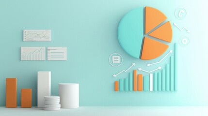 Poster - colorful business analytics dashboard with pie charts bar graphs and infographic elements
