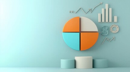 Poster - stylized colorful data visualization infographic on teal background