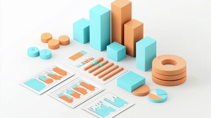 Poster - Colorful 3D Geometric Shapes and Blocks for Data Visualization and Business Analytics